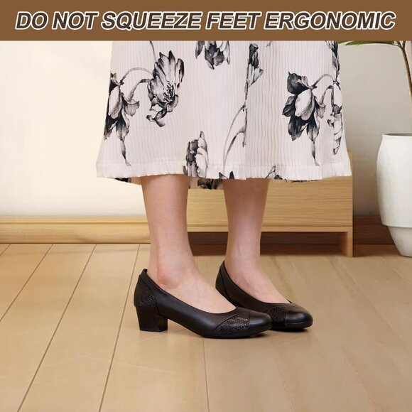 Women's Orthopedic Loafers Arch Comfortable Low Heel Slip On Dress Shoes - Picture 5 of 6